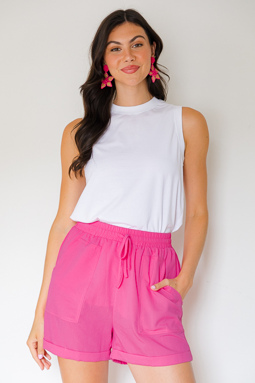 Cuff Leg Shorts, Fuchsia