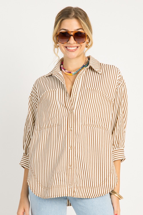 Jennifer Stripe Shirt, Brown