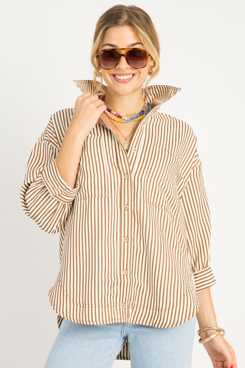 Jennifer Stripe Shirt, Brown - 0710-58.jpg