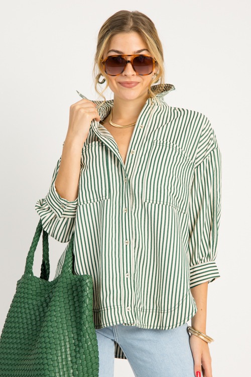 Jennifer Stripe Shirt, Green - 0710-68h.jpg