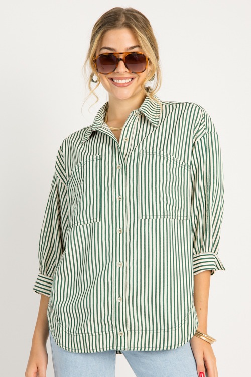 Jennifer Stripe Shirt, Green - 0710-70.jpg