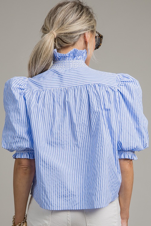 Poplin Stripe Ruffle Top, Blue - 0710-76.jpg