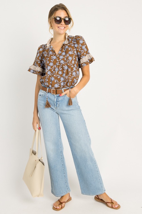 Floral Ruffle Stripe Top, Brown - 0710-92.jpg