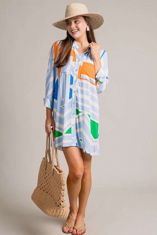 Geo Stripe Shirt Dress, Blue - 0710p-1.jpg