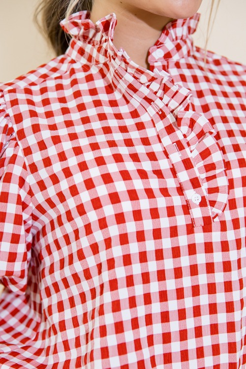 Ruffle Collar Gingham Top, Red - 0711-108.jpg