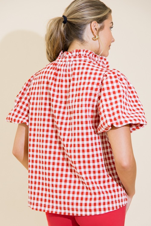 Ruffle Collar Gingham Top, Red - 0711-110.jpg