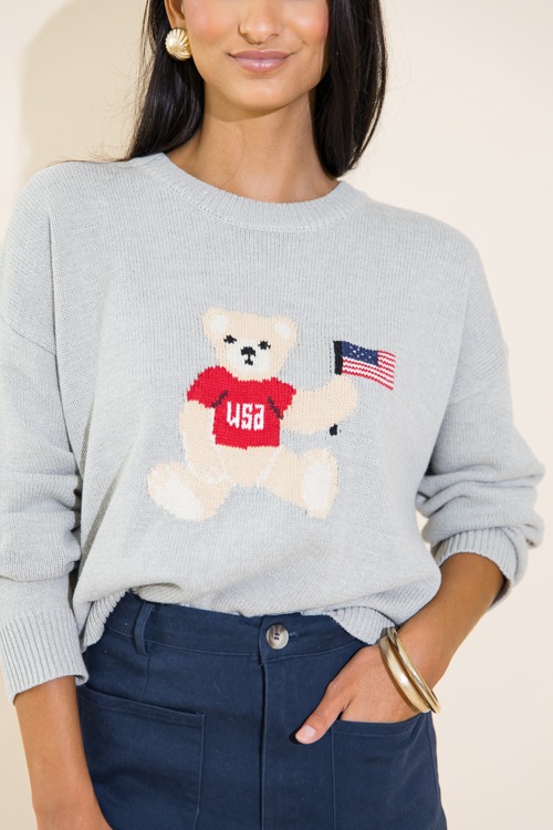 Teddy Bear Flag Sweater, H. Grey - 0711-137.jpg