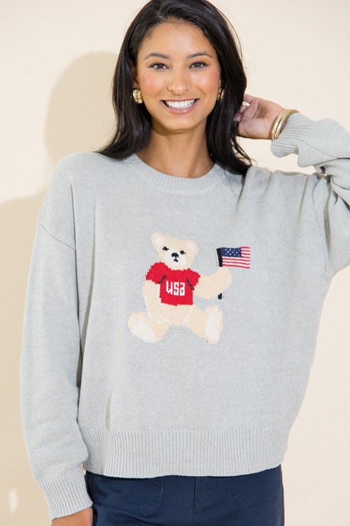 Teddy Bear Flag Sweater, H. Grey - 0711-138.jpg