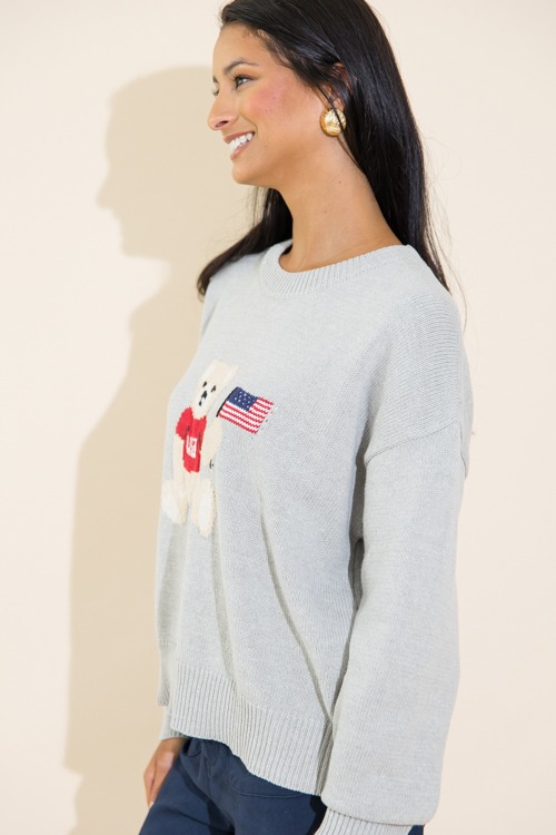 Teddy Bear Flag Sweater, H. Grey - 0711-139.jpg