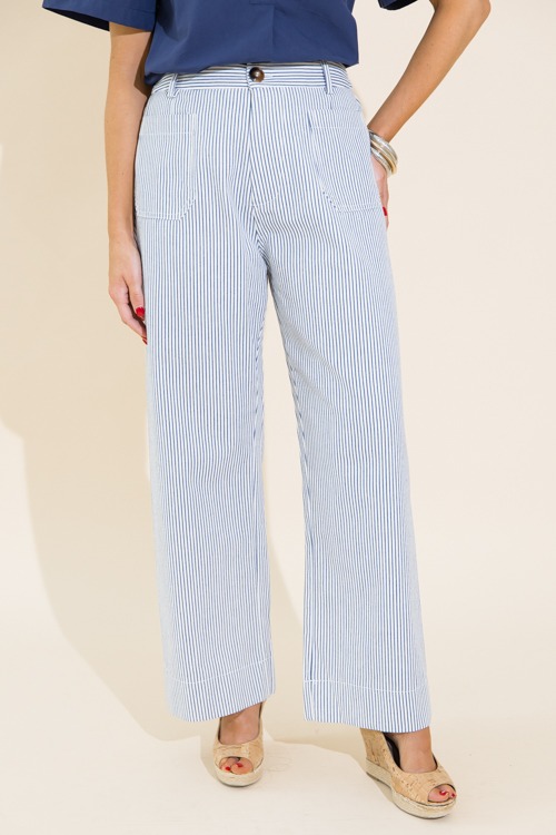 Alaya Stripe Pants, Blue