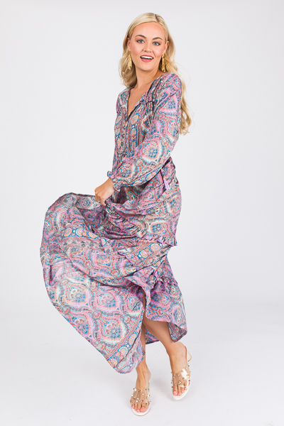 Robin Paisley Maxi, Blue/Purple
