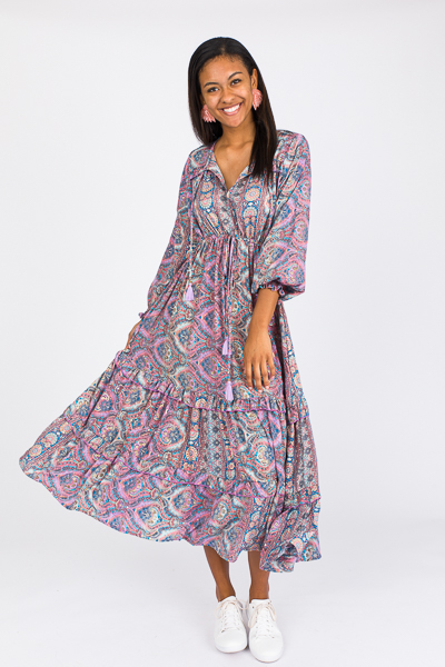 Robin Paisley Maxi, Blue/Purple