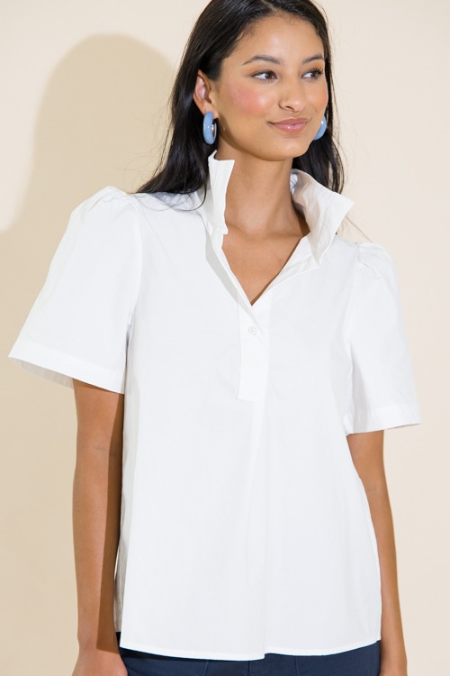 Pearl Button Poplin Top, Off White