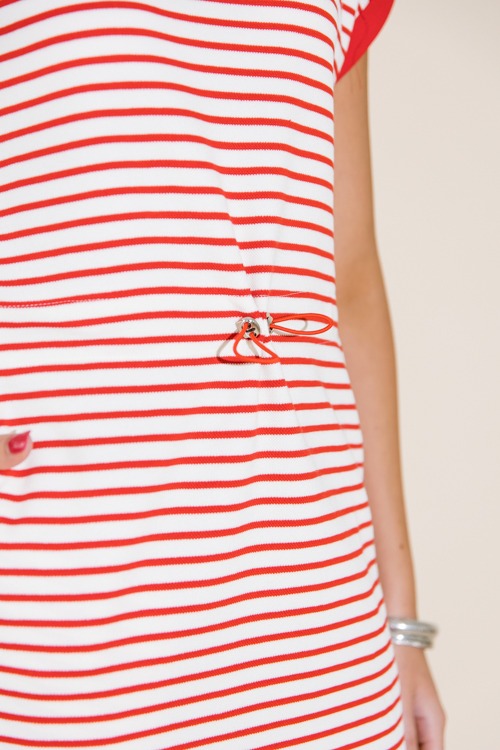 Striped Cinch Waist Dress, Red - 0711-268.jpg