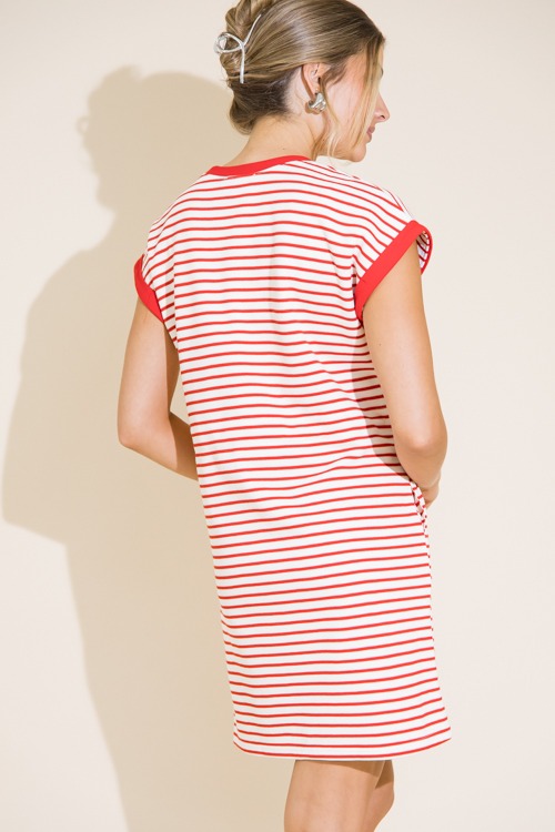 Striped Cinch Waist Dress, Red - 0711-273.jpg