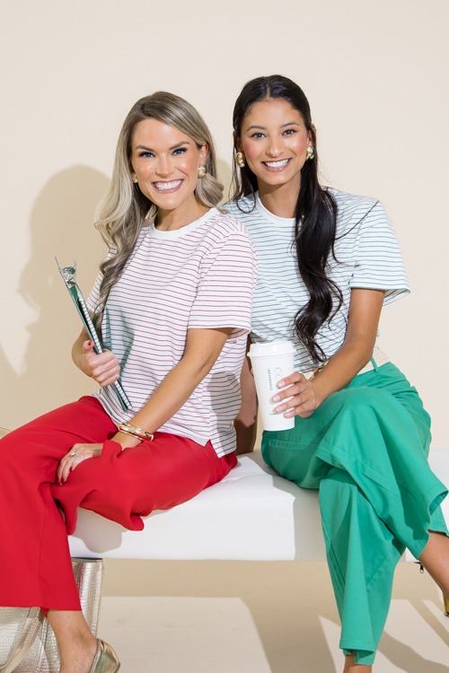 Pinstripe Tee, Ivory/Green - 0711-300.jpg