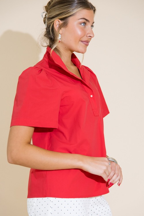 Pearl Button Poplin Top, Red - 0711-310.jpg