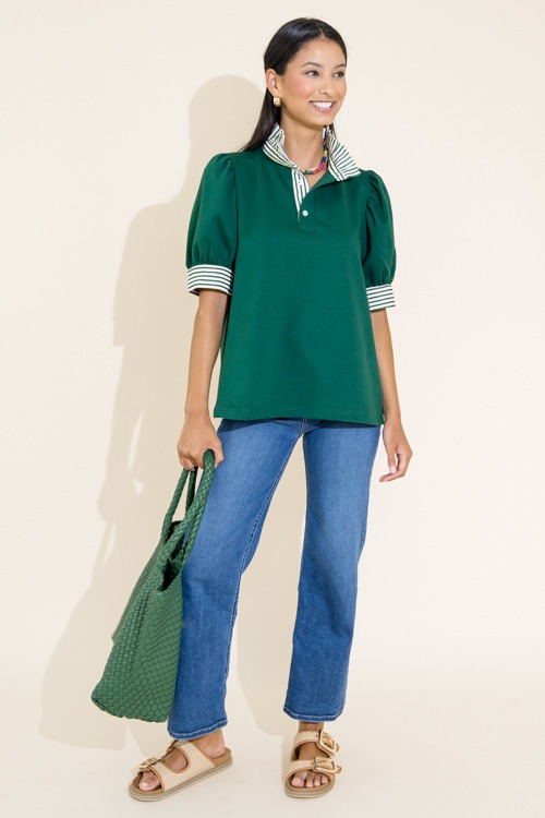 Preppy Stripe Top, Hunter Green