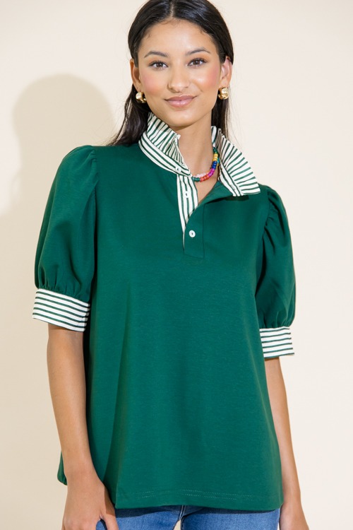 Preppy Stripe Top, Hunter Green - 0711-327h.jpg