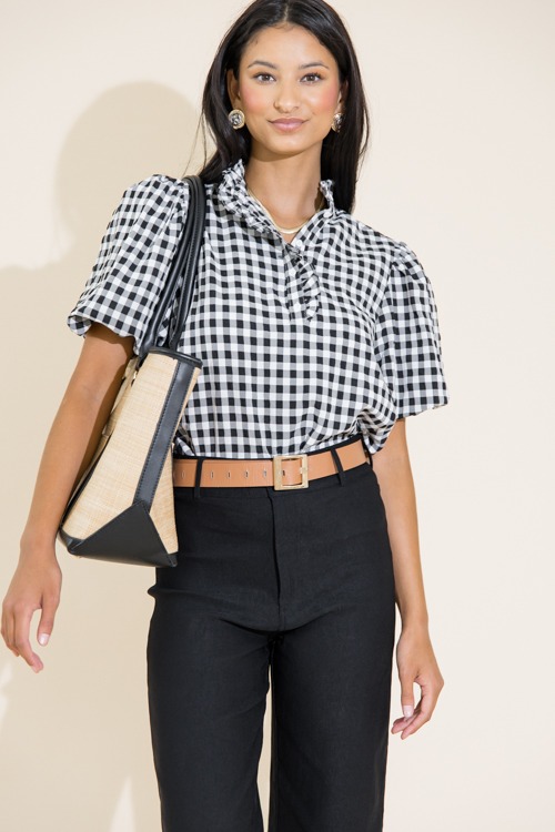 Ruffle Collar Gingham Top, Black - 0711-350.jpg