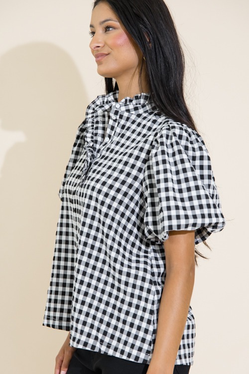 Ruffle Collar Gingham Top, Black - 0711-352.jpg