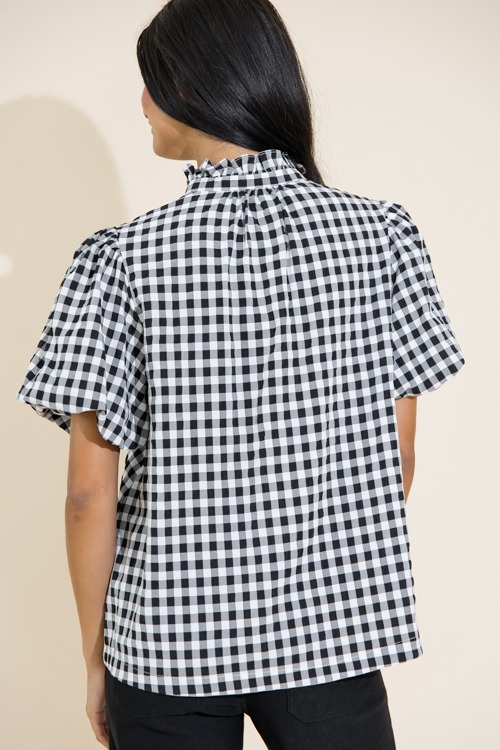 Ruffle Collar Gingham Top, Black - 0711-353.jpg