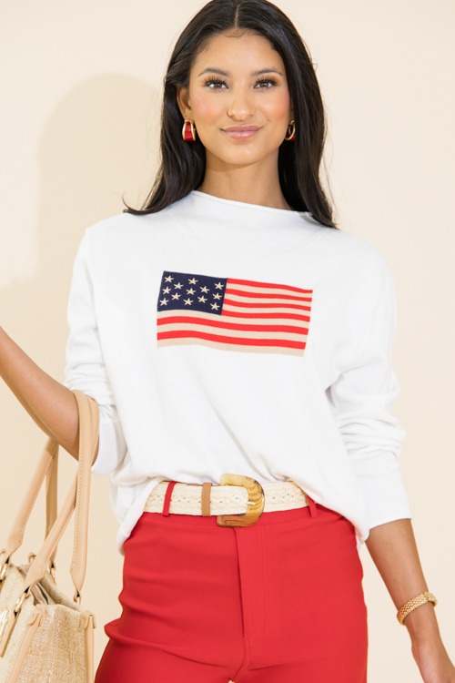 All American Sweater, White Multi