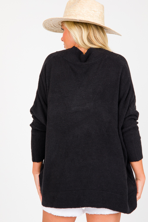 V-Neck Pullover Sweater, Black