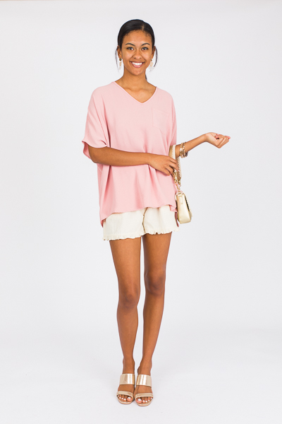 Frilled Pull-On Shorts, Tan