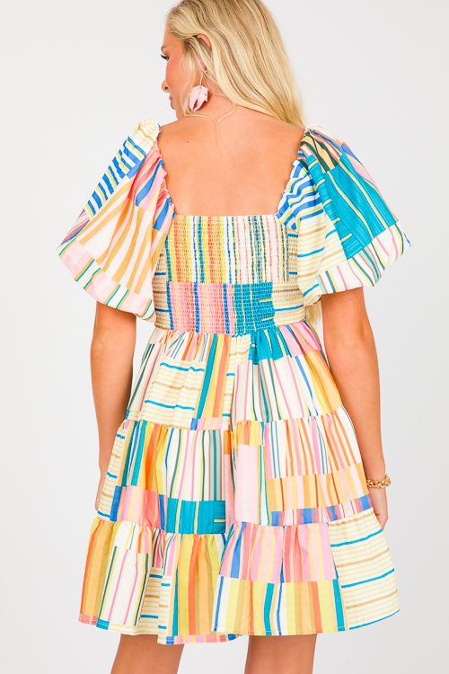Patchwork Stripe Dress, Multi