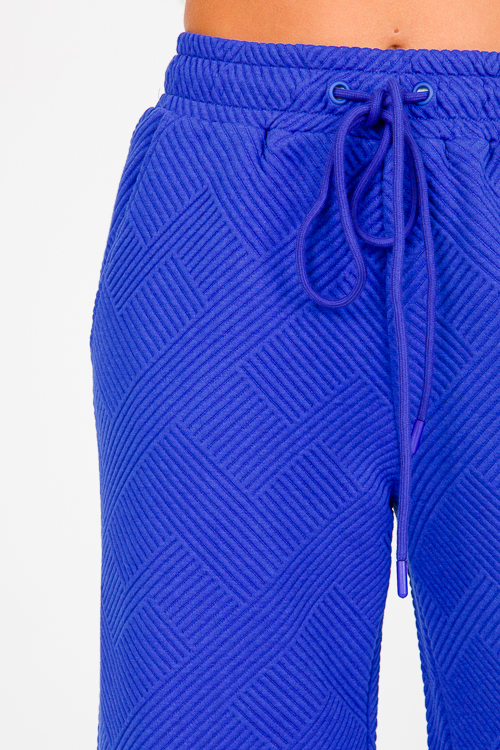 Textured Wide Leg Pants, Royal