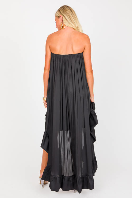 Ruffle Hem Hi Lo Dress, Black