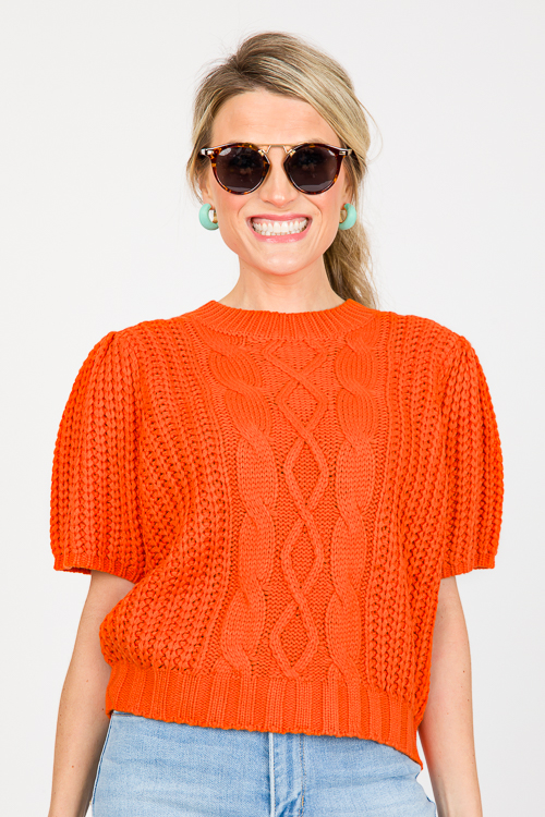 Greta Puff Sleeve Sweater, Orange