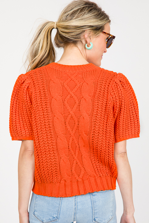 Greta Puff Sleeve Sweater, Orange