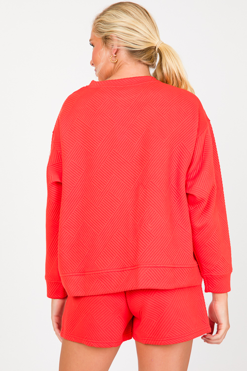 Solid Texture Sweatshirt, Orange