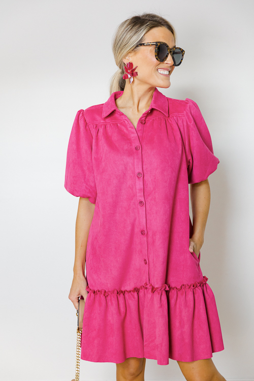 Acrylic Flower Earrings, Fuchsia