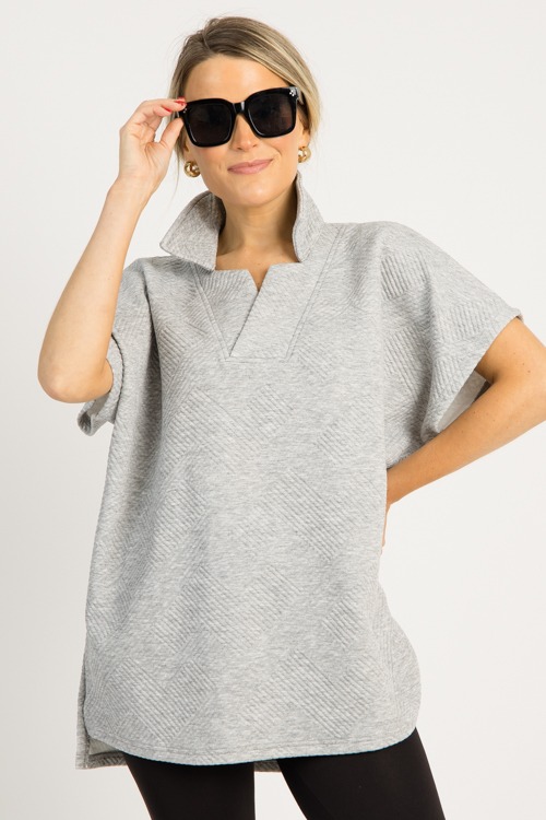 Textured Collar Tunic, Grey