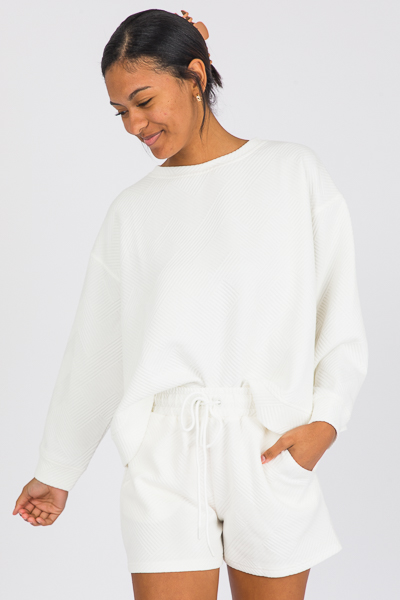 Solid Texture Sweatshirt, White