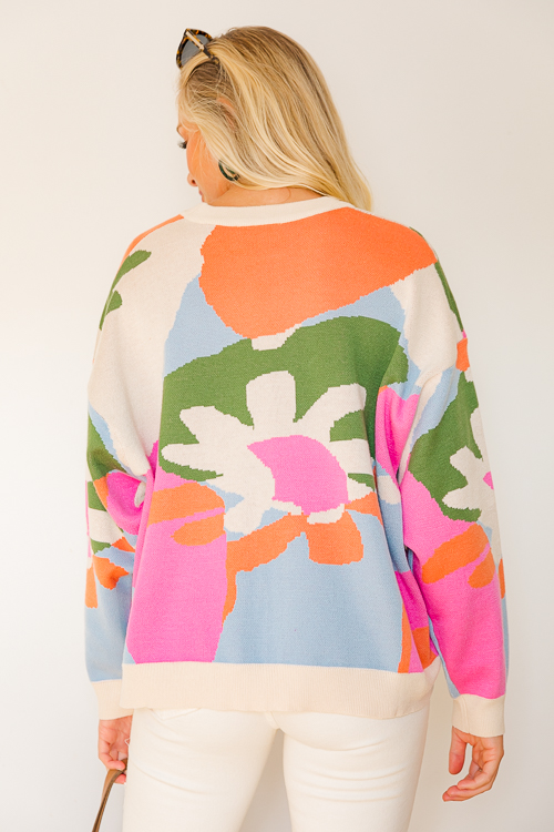 Arlo Abstract Sweater, Cream Multi