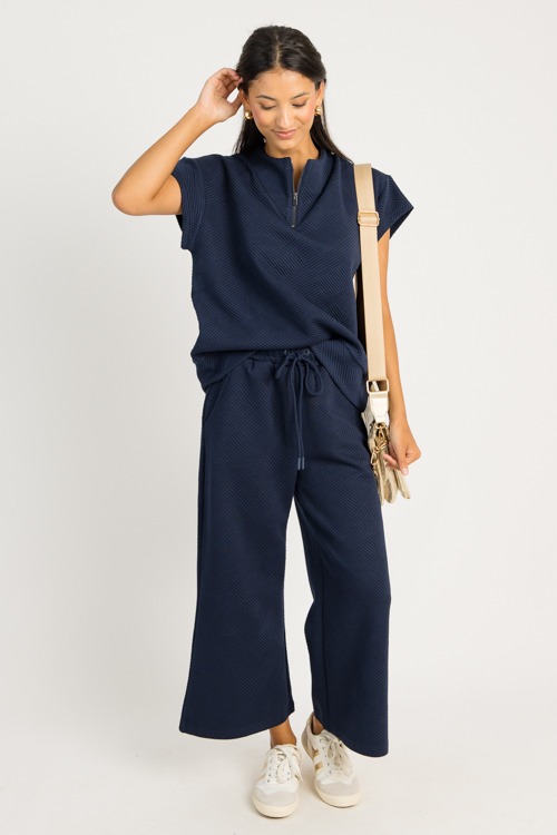Textured Half Zip Set, Navy
