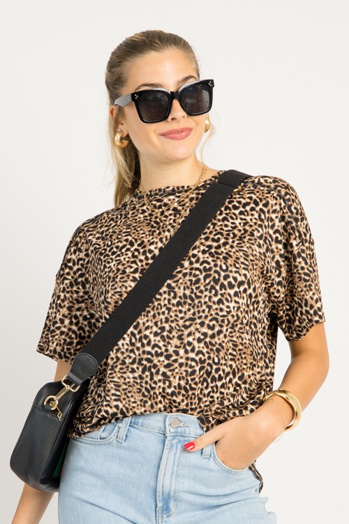 Rib Knit Leopard Tee, Mocha