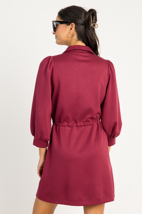 Cinch Waist Zip Dress, Burgundy - 0715-41.jpg