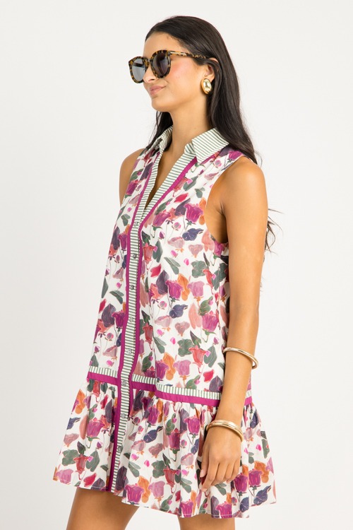 Stripe Trim Floral Dress, Plum - 0715-58.jpg