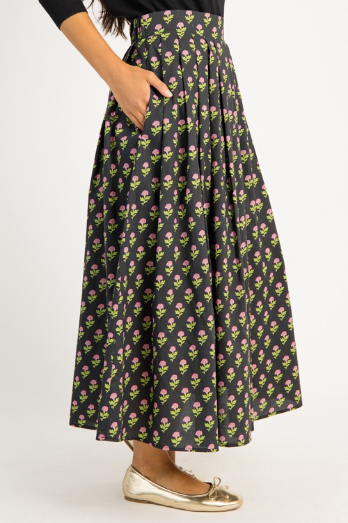 In Bloom Maxi Skirt, Black