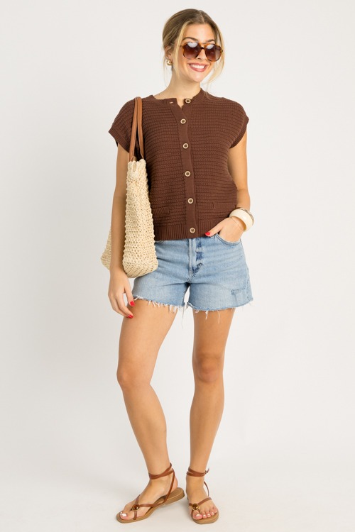 Button Up Sweater Top, Chocolat - 0716-105.jpg