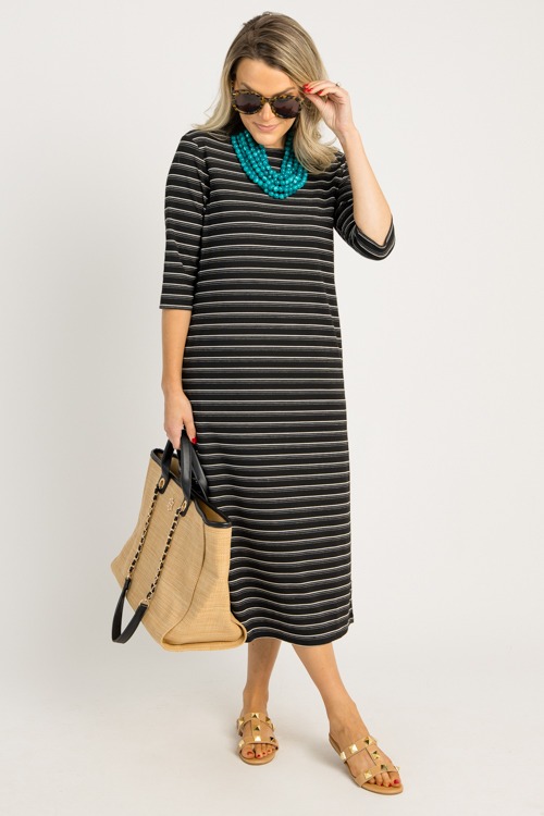 Classic Stripe Knit Midi, Black