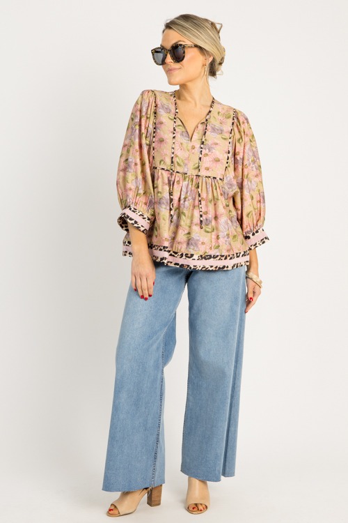 Leopard Trim Floral Blouse, Cam - 0716-56.jpg