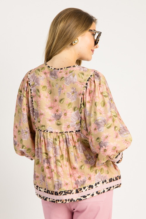 Leopard Trim Floral Blouse, Cam - 0716-60.jpg