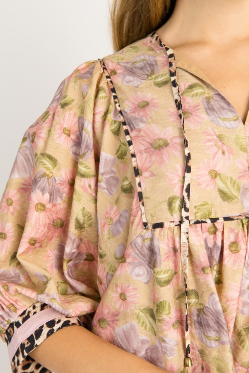 Leopard Trim Floral Blouse, Cam - 0716-61.jpg