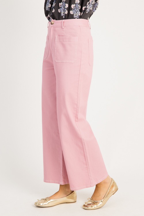 Contrast Stitch Pants, Pink